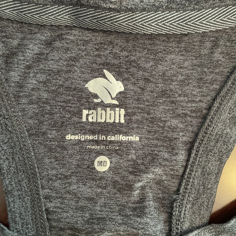 Rabbit Running Womens Racerback Tank Top Heather Gray Size M Stretch Active Gym - Picture 3 of 9